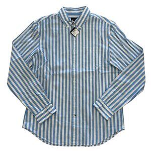 CLUB MONACO Men’s Slim Fit White Blue Striped Button Down Shirt NEW